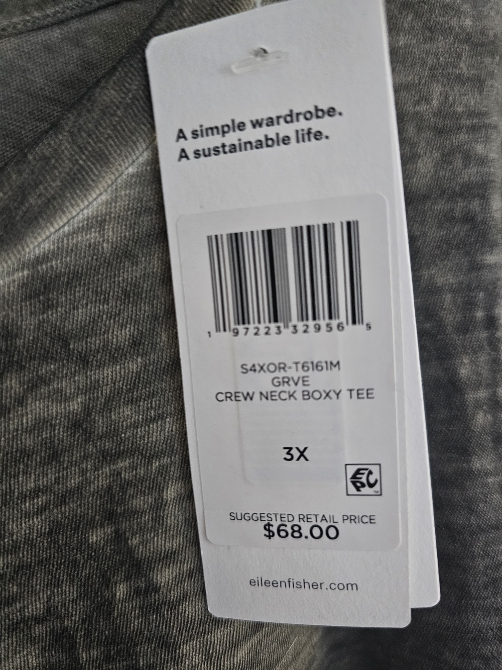Eileen Fisher Charcoal Gray Short Sleeve Tee - Picture 5 of 7